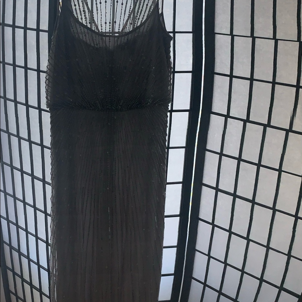 Silver full length evening gown by Cache